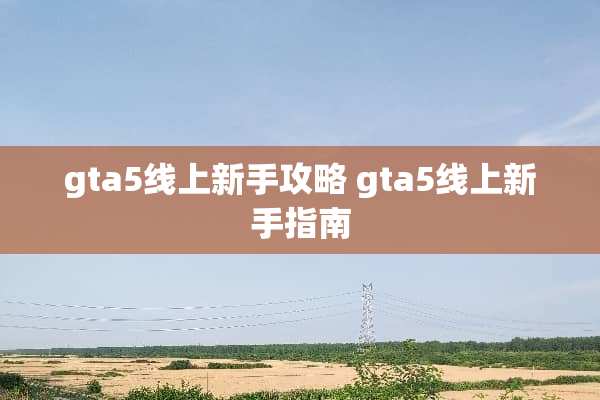 gta5线上新手攻略 gta5线上新手指南
