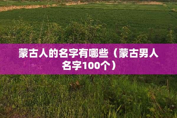 蒙古人的名字有哪些(蒙古男人名字100个) 蒙古人的名字有哪些(蒙古男人名字100个)