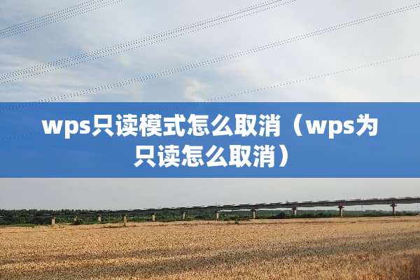 wps只读模式怎么取消(wps为只读怎么取消) wps只读模式怎么取消(wps为只读怎么取消)