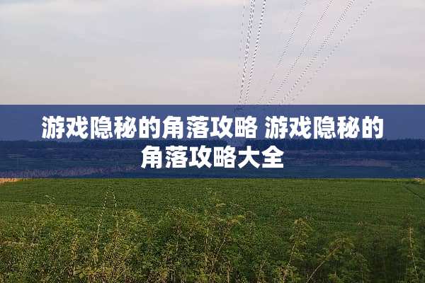 游戏隐秘的角落攻略 游戏隐秘的角落攻略大全