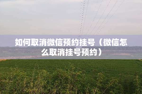 如何取消微信预约挂号(微信怎么取消挂号预约) 如何取消微信预约挂号(微信怎么取消挂号预约)