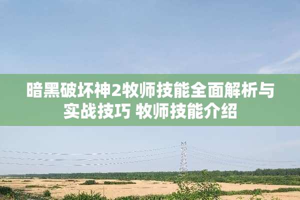 暗黑破坏神2牧师技能全面解析与实战技巧 牧师技能介绍