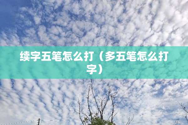 续字五笔怎么打(多五笔怎么打字) 续字五笔怎么打(多五笔怎么打字)
