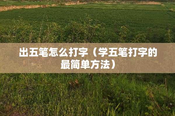 出五笔怎么打字(学五笔打字的最简单方法) 出五笔怎么打字(学五笔打字的最简单方法)