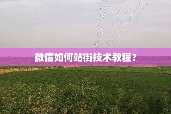 微信如何站街技术教程？