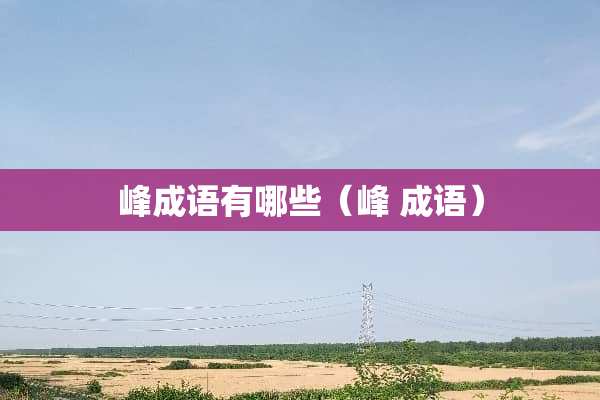 峰成语有哪些（峰 成语）