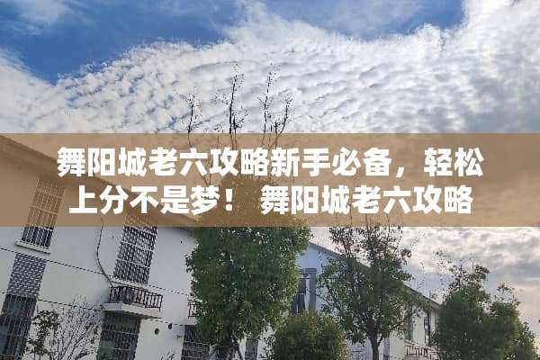 舞阳城老六攻略新手必备，轻松上分不是梦！ 舞阳城老六攻略