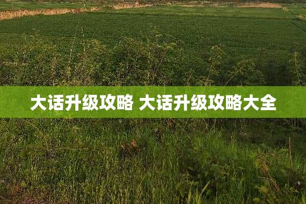 大话升级攻略 大话升级攻略大全