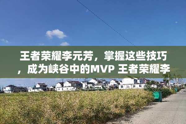 王者荣耀李元芳，掌握这些技巧，成为峡谷中的MVP 王者荣耀李元芳攻略