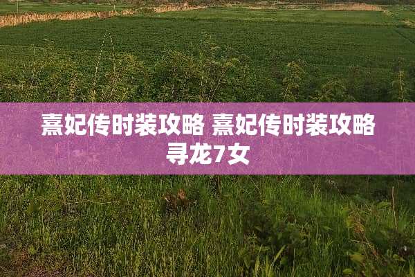 熹妃传时装攻略 熹妃传时装攻略寻龙7女