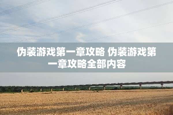伪装游戏第一章攻略 伪装游戏第一章攻略全部内容
