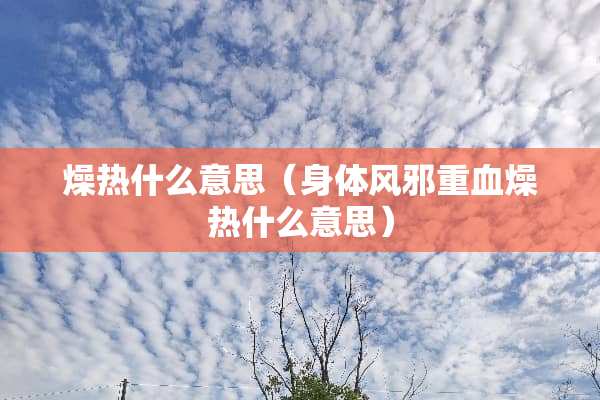 燥热什么意思（身体风邪重血燥热什么意思）