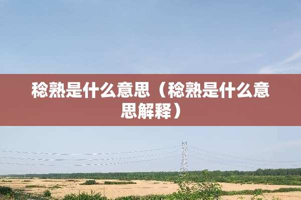 稔熟是什么意思（稔熟是什么意思解释）