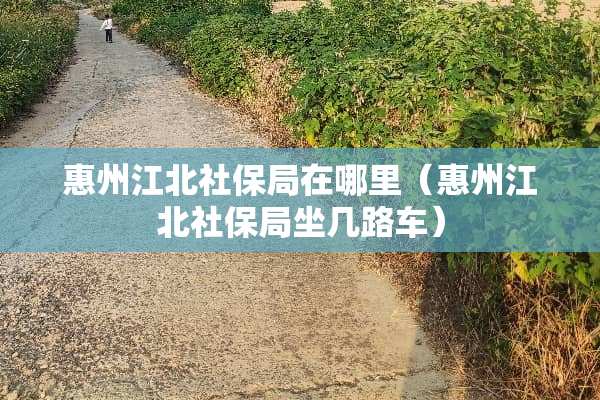 惠州江北社保局在哪里(惠州江北社保局坐几路车) 惠州江北社保局在哪里(惠州江北社保局坐几路车)