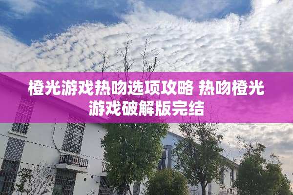 橙光游戏热吻选项攻略 热吻橙光游戏**版完结