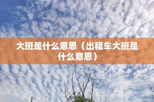 大班是什么意思（出租车大班是什么意思）