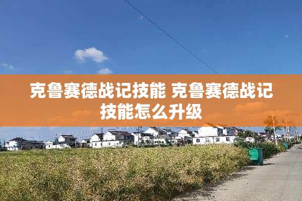 克鲁赛德战记技能 克鲁赛德战记技能怎么升级 克鲁赛德战记技能 克鲁赛德战记技能怎么升级