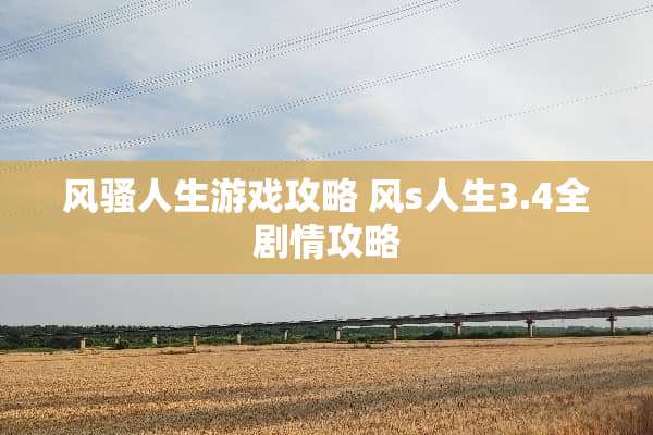 风骚人生游戏攻略 风s人生3.4全剧情攻略
