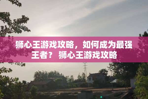 狮心王游戏攻略，如何成为最强王者？ 狮心王游戏攻略