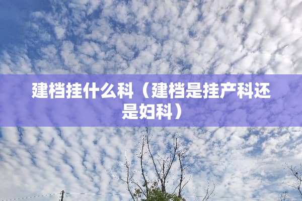 建档挂什么科（建档是挂产科还是妇科）