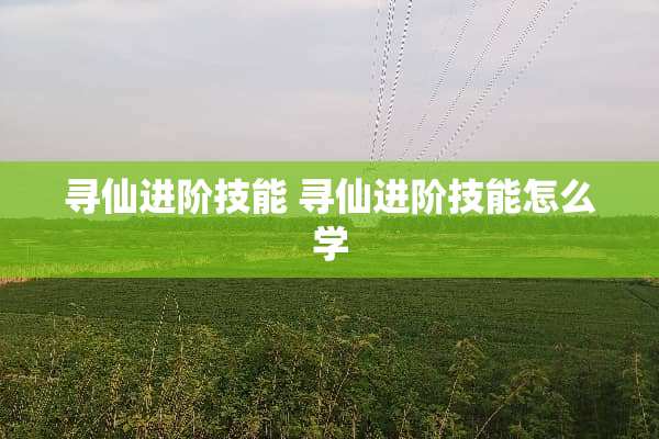 寻仙进阶技能 寻仙进阶技能怎么学