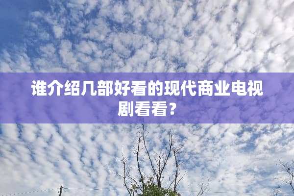 谁介绍几部好看的现代商业电视剧看看？