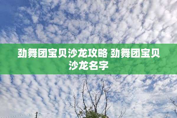 劲舞团宝贝沙龙攻略 劲舞团宝贝沙龙名字
