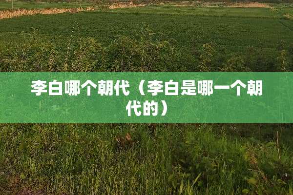 李白哪个朝代（李白是哪一个朝代的）