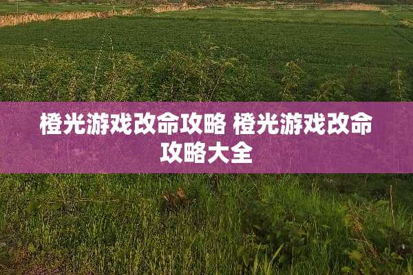 橙光游戏改命攻略 橙光游戏改命攻略大全