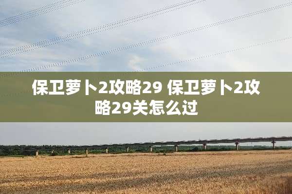 保卫萝卜2攻略29 保卫萝卜2攻略29关怎么过