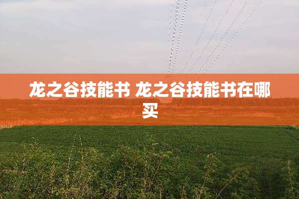 龙之谷技能书 龙之谷技能书在哪买
