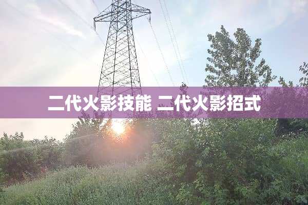 二代火影技能 二代火影招式