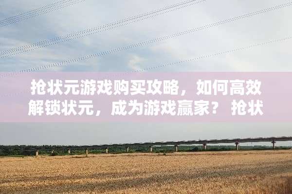 抢状元游戏购买攻略，如何高效解锁状元，成为游戏赢家？ 抢状元游戏购买攻略