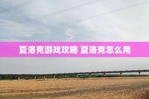 夏洛克游戏攻略 夏洛克怎么用