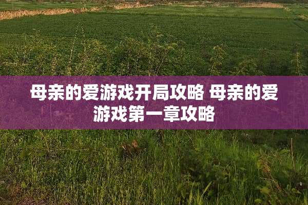 母亲的爱游戏开局攻略 母亲的爱游戏第一章攻略 母亲的爱游戏开局攻略 母亲的爱游戏第一章攻略