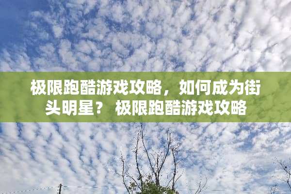 极限跑酷游戏攻略，如何成为街头明星？ 极限跑酷游戏攻略