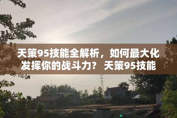 天策95技能全解析，如何最大化发挥你的战斗力？ 天策95技能