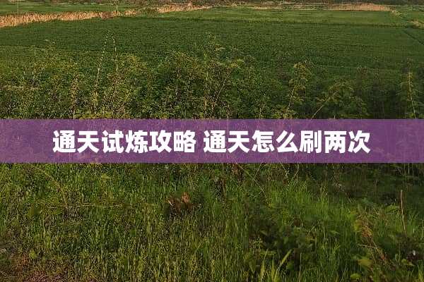 通天试炼攻略 通天怎么刷两次