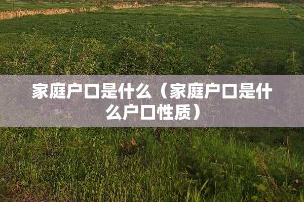 家庭户口是什么（家庭户口是什么户口性质）