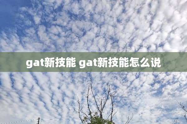 gat新技能 gat新技能怎么说