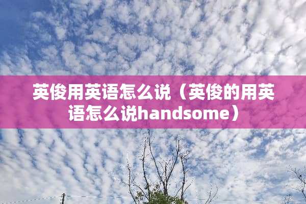英俊用英语怎么说（英俊的用英语怎么说handsome）