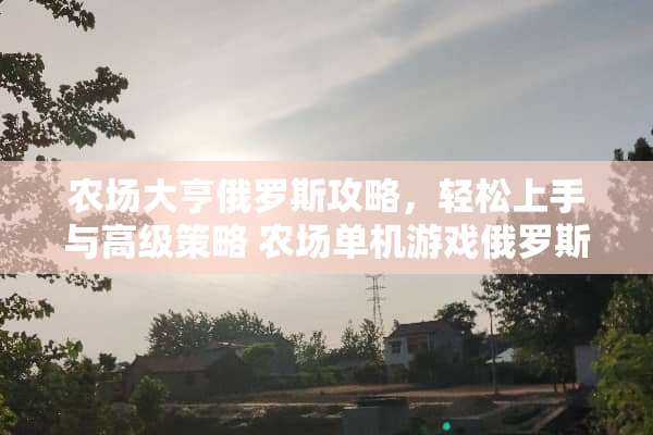 农场大亨俄罗斯攻略，轻松上手与高级策略 农场单机游戏俄罗斯攻略