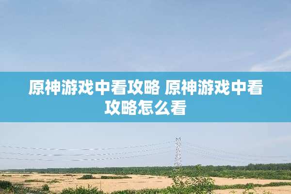 原神游戏中看攻略 原神游戏中看攻略怎么看 原神游戏中看攻略 原神游戏中看攻略怎么看