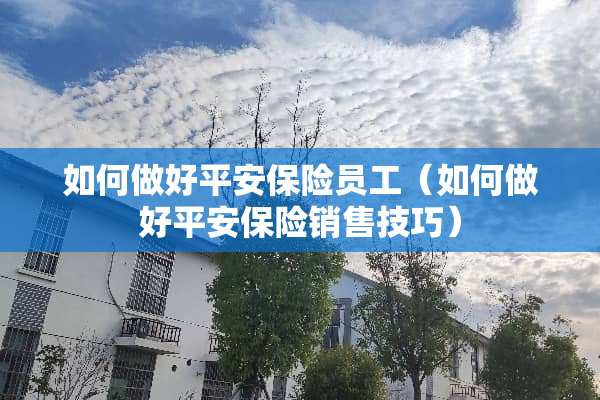 如何做好平安保险员工（如何做好平安保险销售技巧）