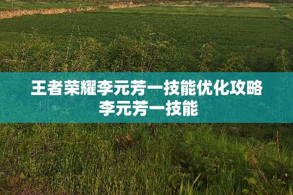 王者荣耀李元芳一技能优化攻略 李元芳一技能