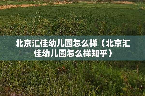 北京汇佳幼儿园怎么样（北京汇佳幼儿园怎么样知乎）