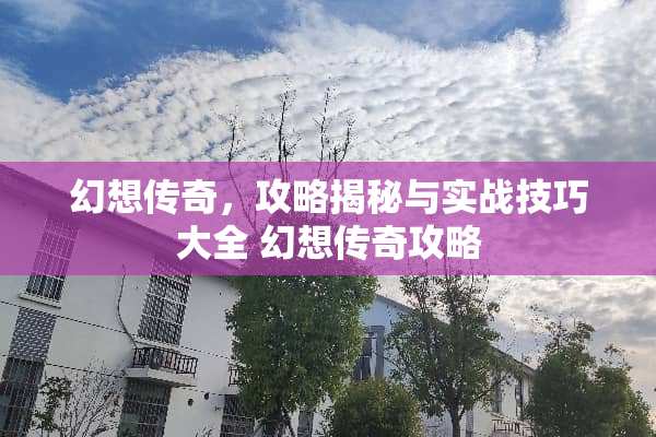 幻想传奇，攻略揭秘与实战技巧大全 幻想传奇攻略