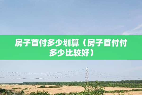 房子首付多少划算（房子首付付多少比较好）
