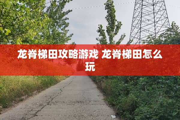 龙脊梯田攻略游戏 龙脊梯田怎么玩 龙脊梯田攻略游戏 龙脊梯田怎么玩
