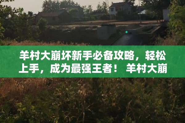 羊村大崩坏新手必备攻略，轻松上手，成为最强王者！ 羊村大崩坏攻略